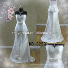 KB13222 laço de alta qaulity e sation sereia vestido de casamento vestido com zíper para trás